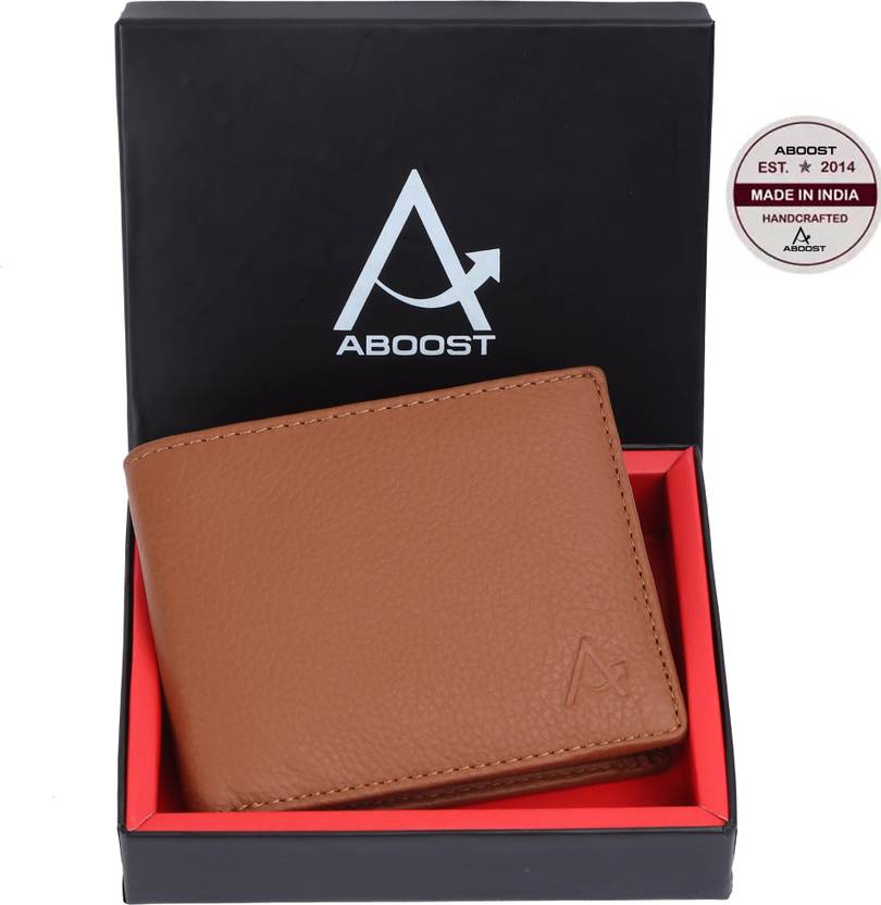 ABOOST Men Casual, Formal, Evening/Party, Travel, Trendy Tan Genuine Leather RFID Wallet