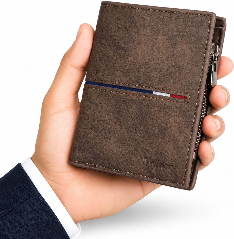 Twiner Men Brown Artificial Leather RFID Wallet - Image 1