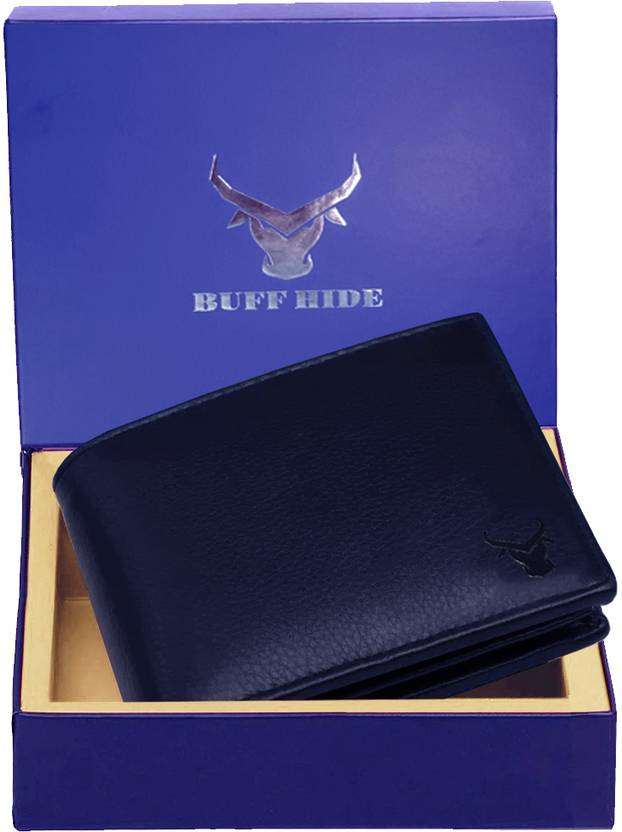 BUFFHIDE Men Casual, Formal Blue Genuine Leather RFID Wallet