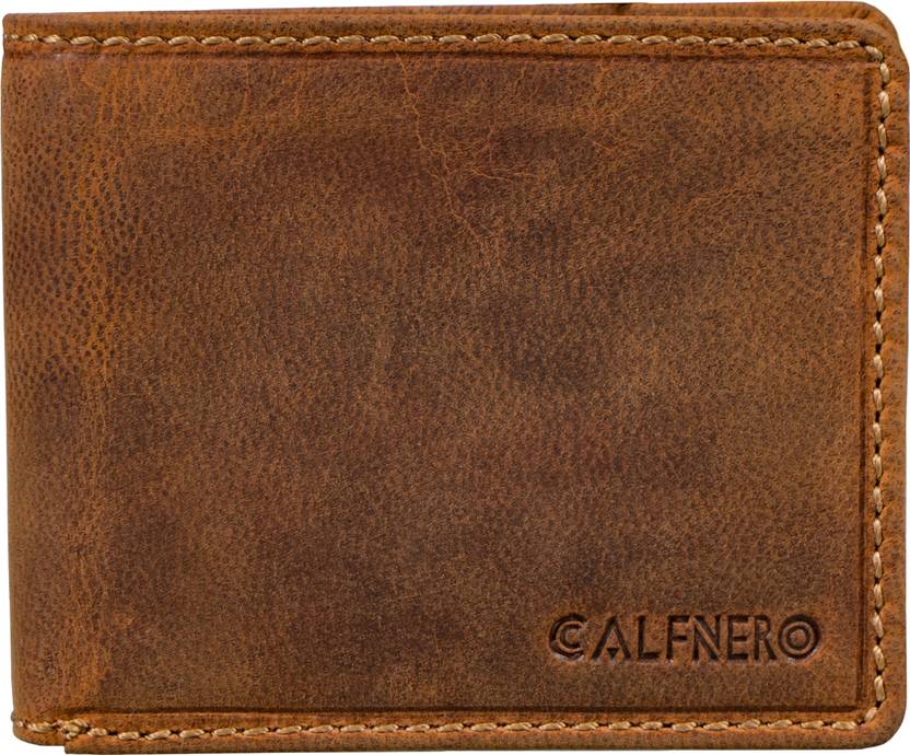 Calfnero Men Khaki Genuine Leather RFID  Wallet