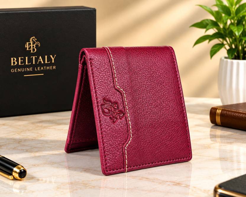 BELTALY Men Casual Maroon Genuine Leather Wallet