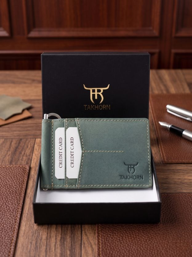takhorn Men Blue Genuine Leather RFID Wallet - Image 1