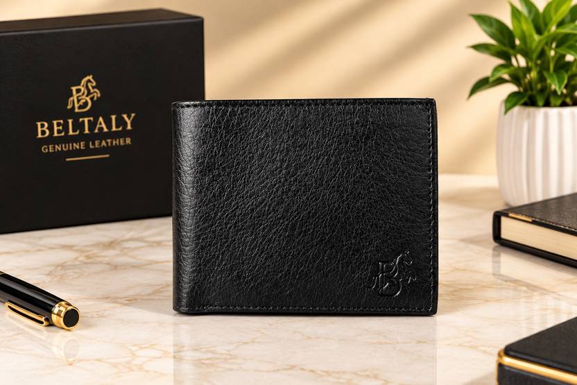 BELTALY Men Casual Black Genuine Leather Wallet