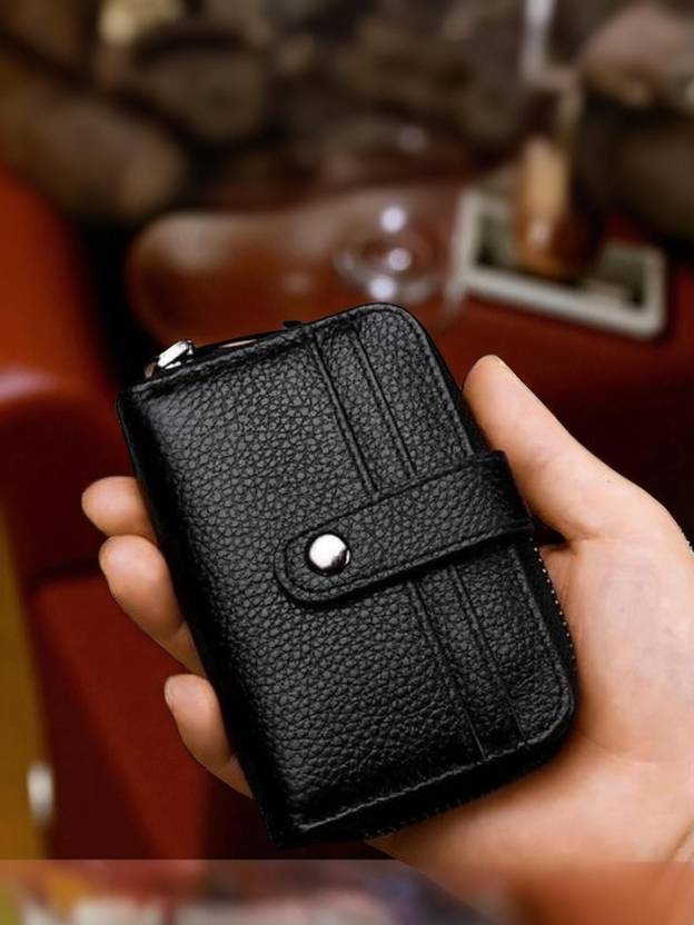 SZN Men & Women Casual Black Artificial Leather Card Holder