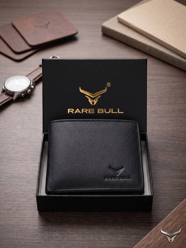 RARE BULL Men Casual, Formal, Travel Black Genuine Leather Wallet
