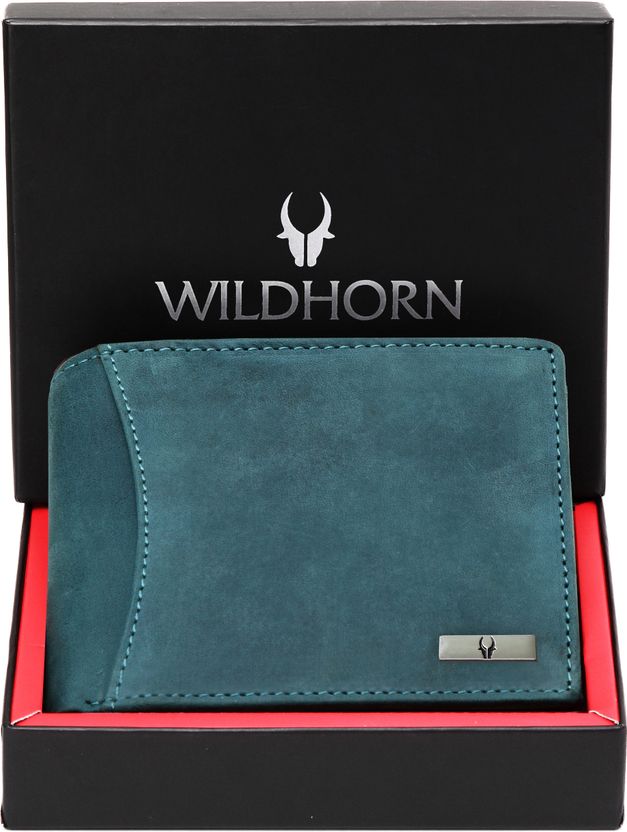 WILDHORN Men Blue Leather Wallet 9 Card Slots - Image 1