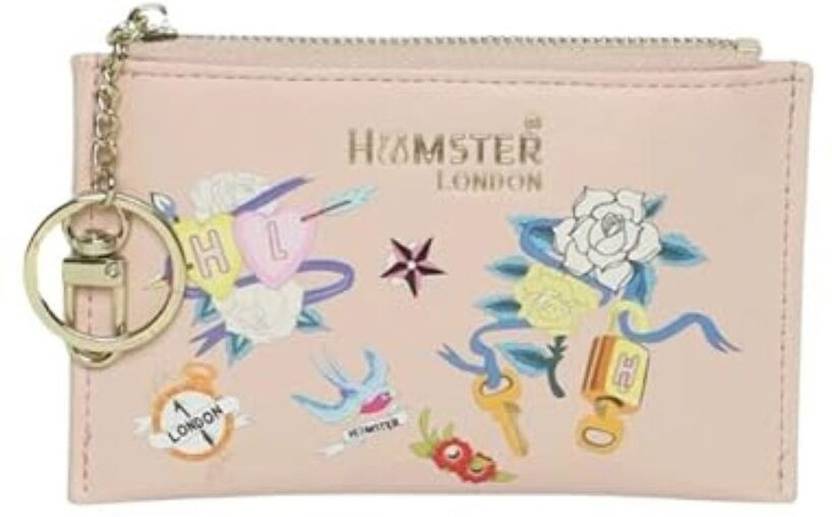 hamster london Women Pink Genuine Leather Card Holder