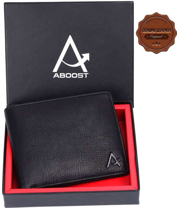 ABOOST Men Casual, Formal, Evening/Party, Travel, Trendy Black Genuine Leather Wallet