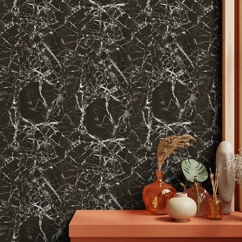 Asian Paints ezyCR8 The Noir Vogue Black Marble SelfAdhesive Wallpaper