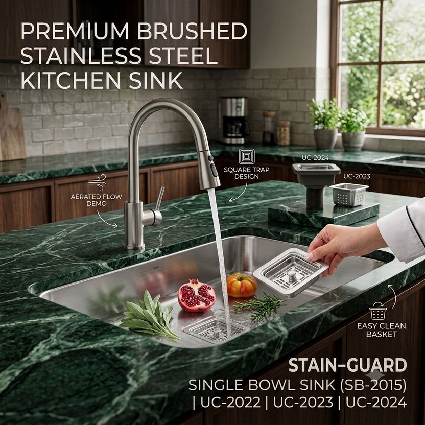 NIRALI Kitchen Sink Grace Plain 24x18x9 inch Diamond Cut - Image 4