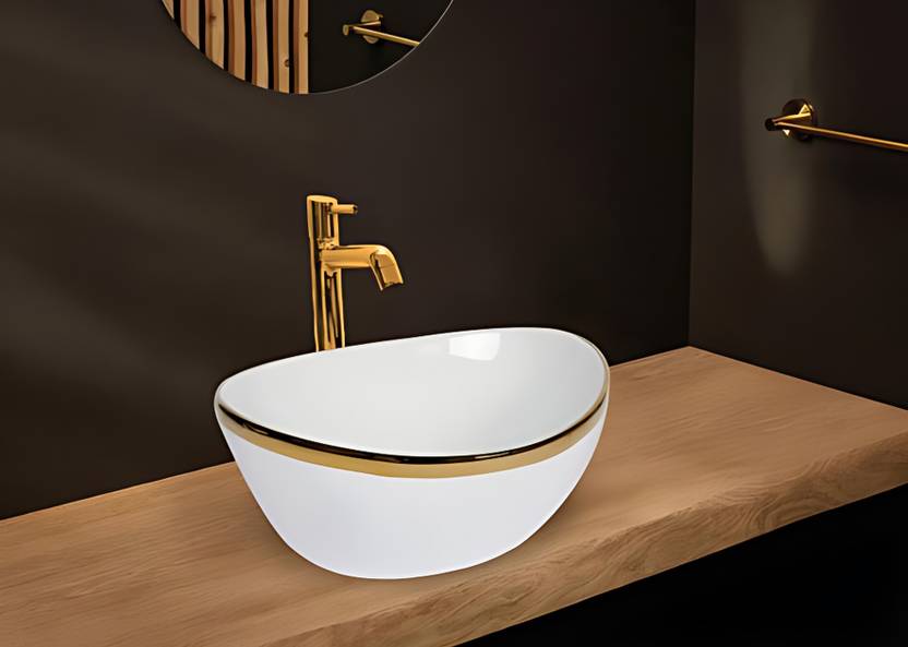 Overa Designer Glossy Ceramic Table Top Wash Basin For Bathroom