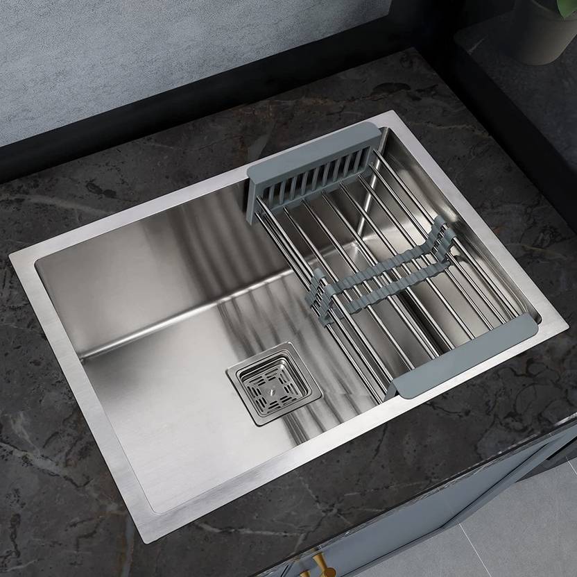 Plantex 304 Grade Stainless Steel Handmade Kitchen Sink With Drain Rack ...