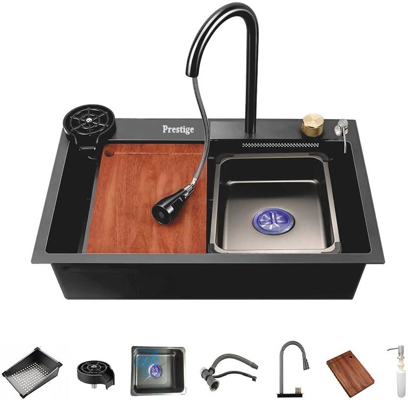 Prestige 304 Grade Smart Waterfall Kitchen Sink 30x18x10 Single Bowl