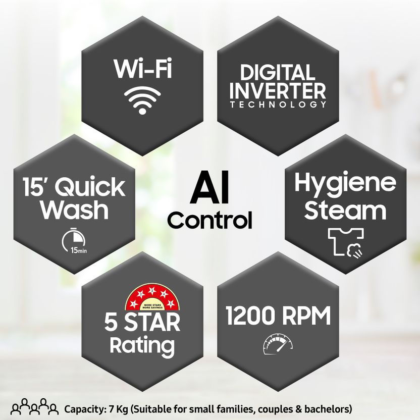 Samsung 7 kg 5 Star AI Wi-Fi Digital Inverter - Image 2
