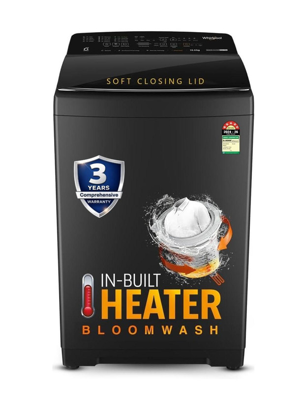Whirlpool 10 kg Bloomwash Fully Automatic Top Load Washing Machine with In-built Heater Grey