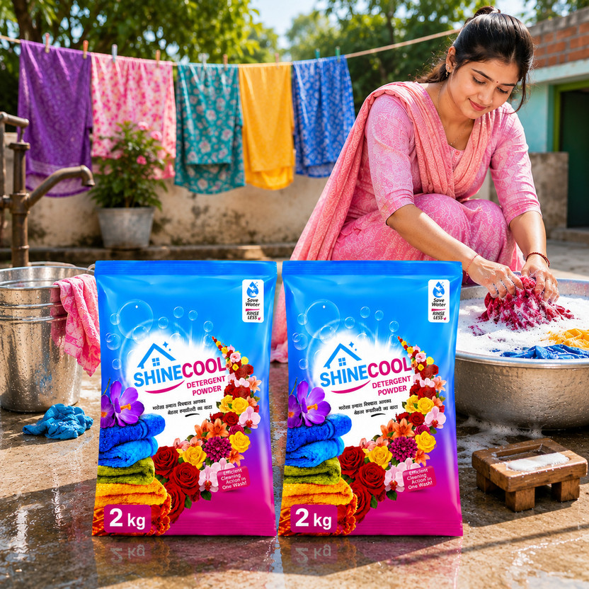SHINECOOL 4kg floral washing machine powder laundry powder