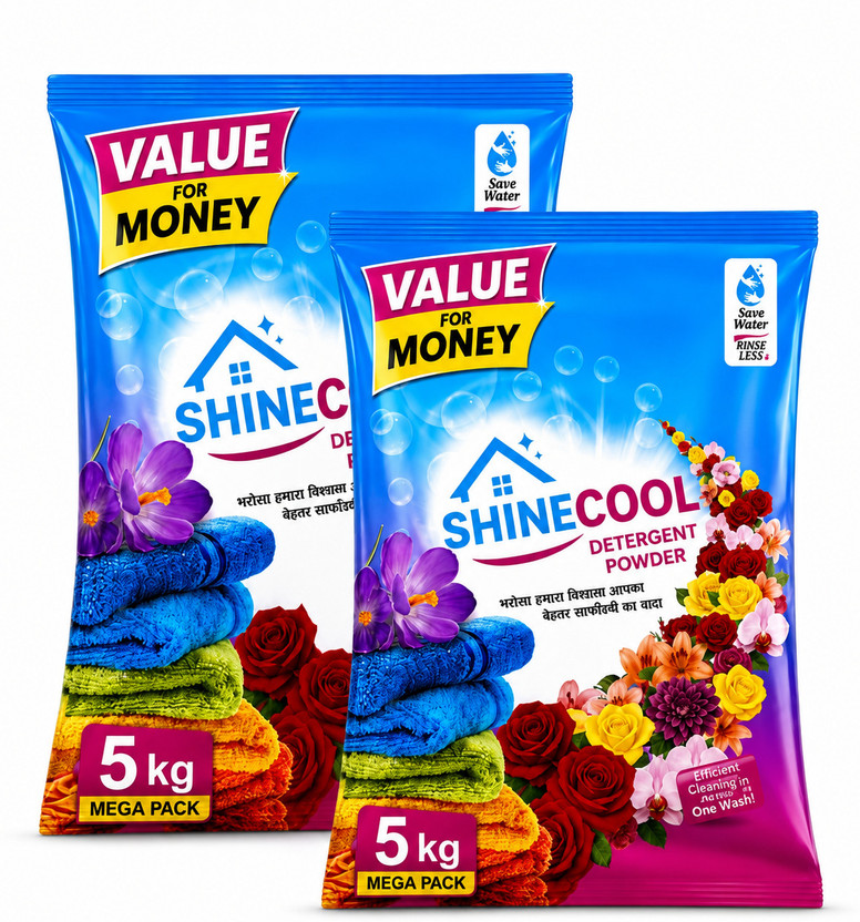 SHINECOOL 5+5kg detergent powder top load / front load (rose)