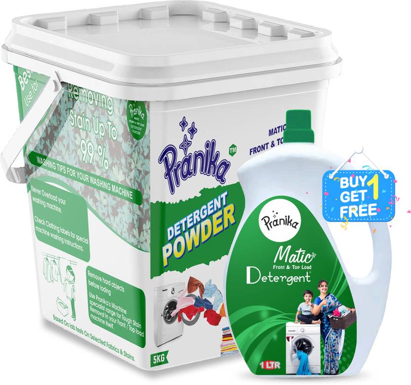 PRANIKA advance easy wash detergent powder with 1 Ltr liquid detergent