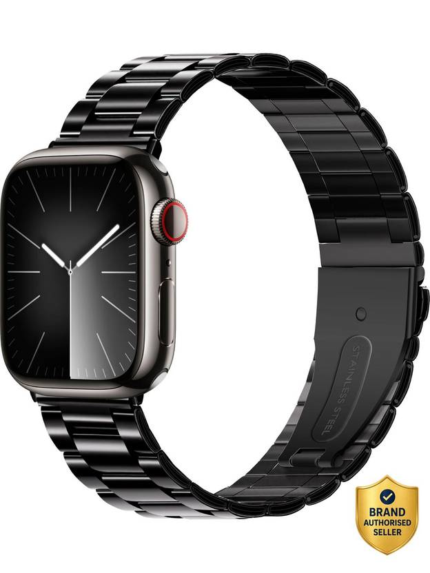 Bruno Milano Stainless Steel Iwatch Black Band 45 mm Stainless Steel Watch Strap