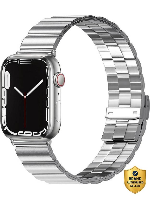 Bruno Milano Stainless Steel Iwatch Silver Band 42 mm Stainless Steel Watch Strap
