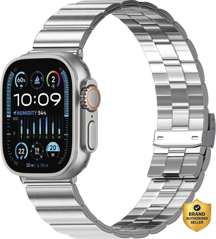 Bruno Milano Stainless Steel Iwatch Silver Band 49 mm Stainless Steel Watch Strap