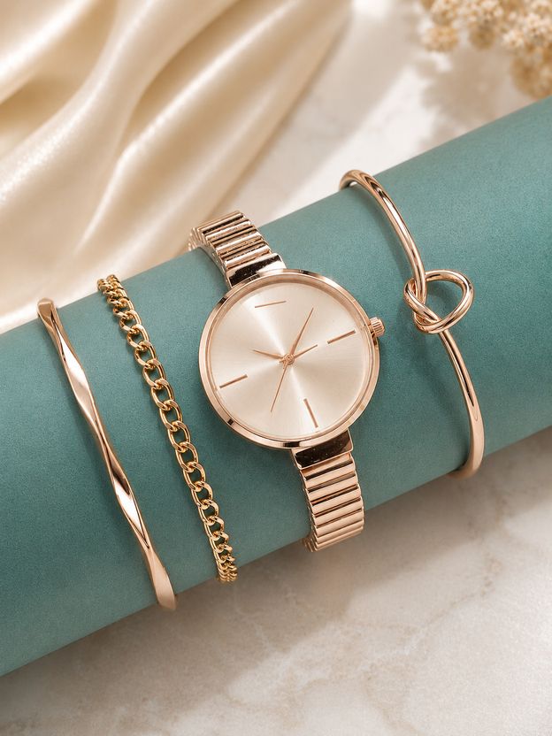 OCTAGON Gold Band Round White Dial Women's Watch - Image 8
