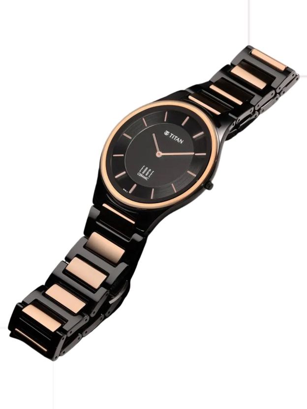 Titan Edge Ceramic Quartz Midnight Gold Black Dial - Image 8