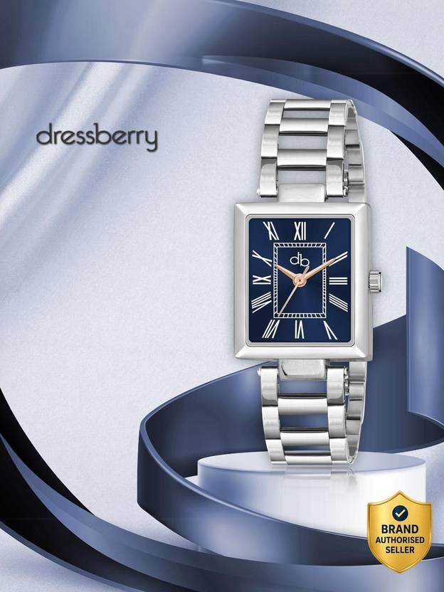 Dressberry 0034 Russion Blue Roman Figure Designer Square With SS Chain Analog Watch  - For Girls Stainless Steel Self Adjustable Chain