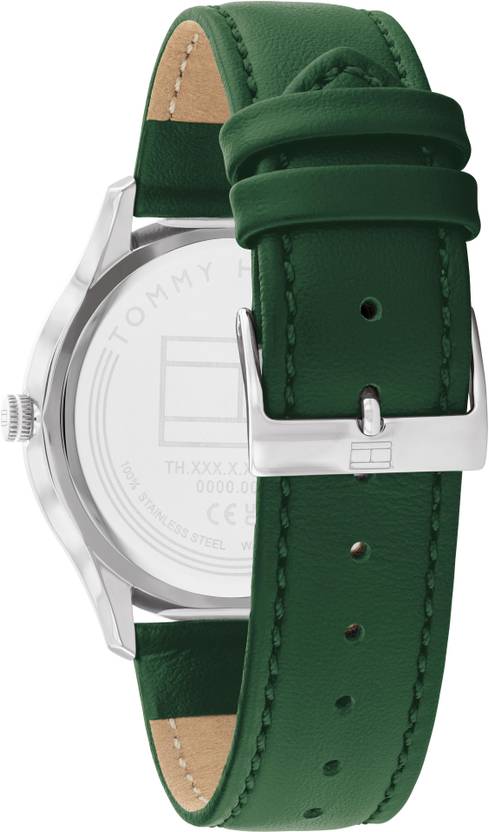 tommy hilfiger jessi green dial leather strap analog watch women