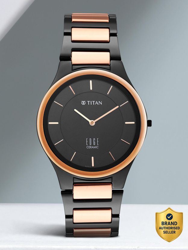 Titan Edge Ceramic Quartz Midnight Gold Black Dial - Image 1