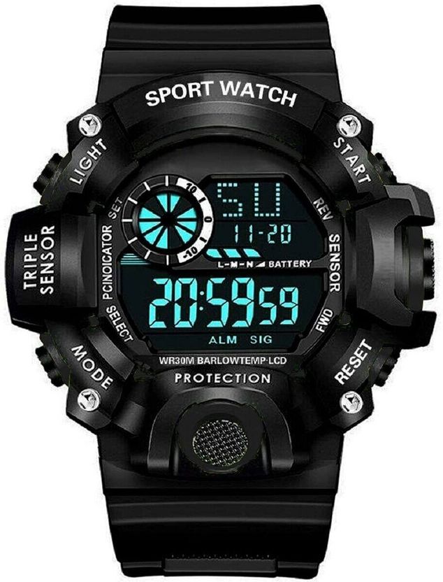 TERIZLA Black Digital Jee Shock Unisex Watch - Image 6