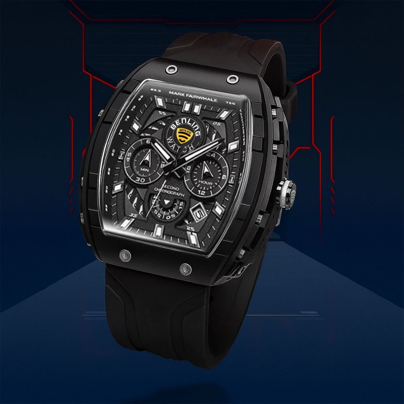 Benling Unisex Barrel Shape Resin Chronograph Watch - Image 2