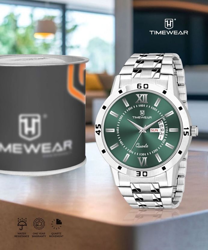 TIMEWEAR Green Roman Dial Stainless Steel Watch - Image 2