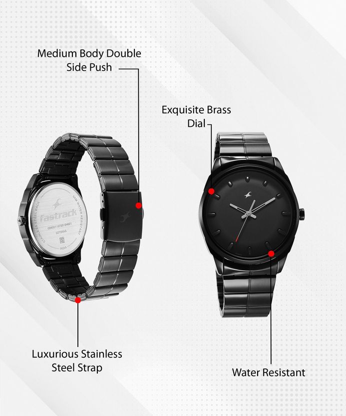 Fastrack Metallica Black Dial Black Stainless Steel Strap Analog ...more - Image 5