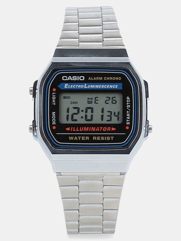 CASIO Vintage A168WA-1W Black Dial Silver Stainless Steel - Image 4