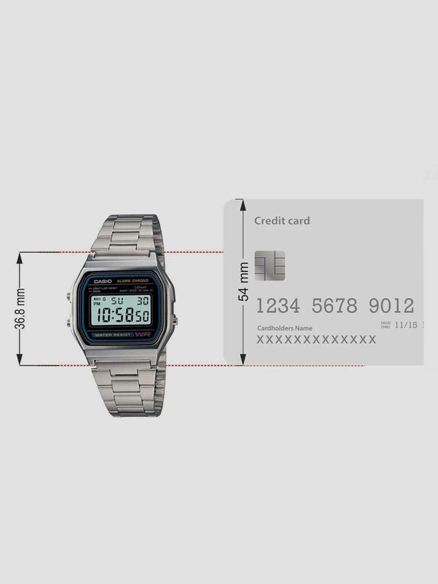 CASIO Vintage A158WA-1DF Black Dial Silver Stainless Steel Band - Image 6