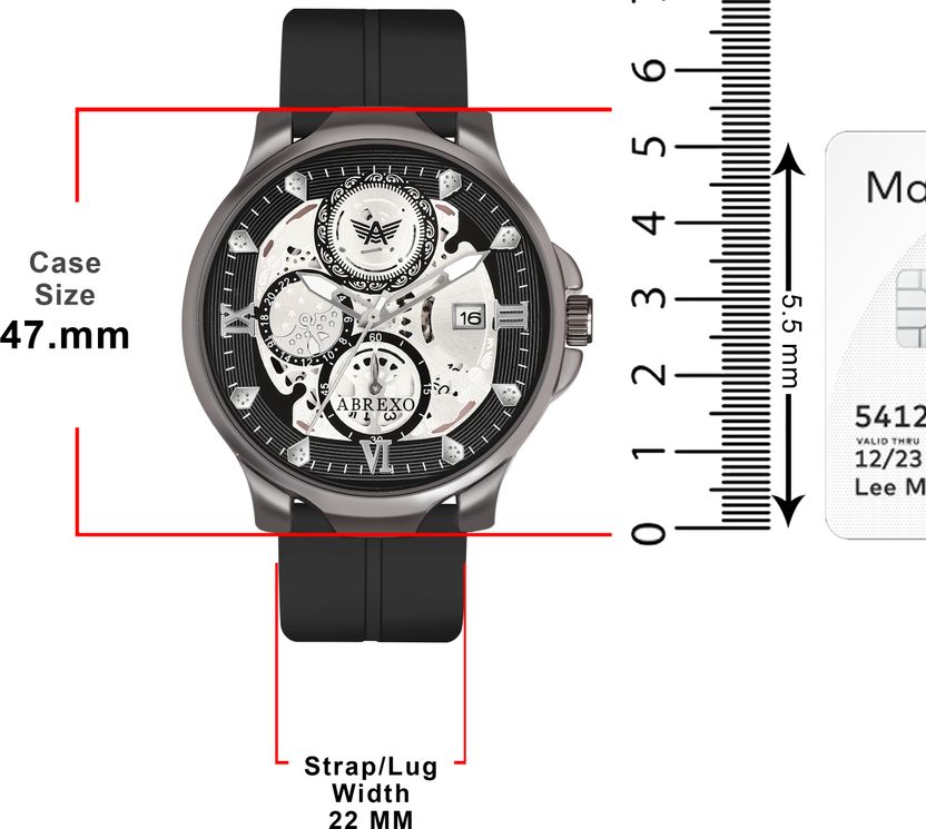 ABREXO Gun Metal Date Watch Black Magnet Strap - Image 5