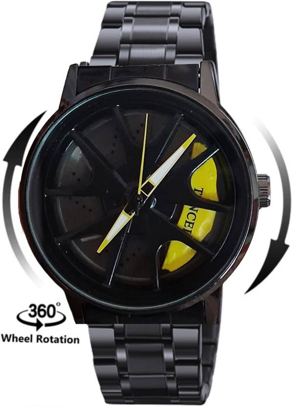 SHEEEN Spinning car wheel rotating gyro wrist watch Car wheel watch