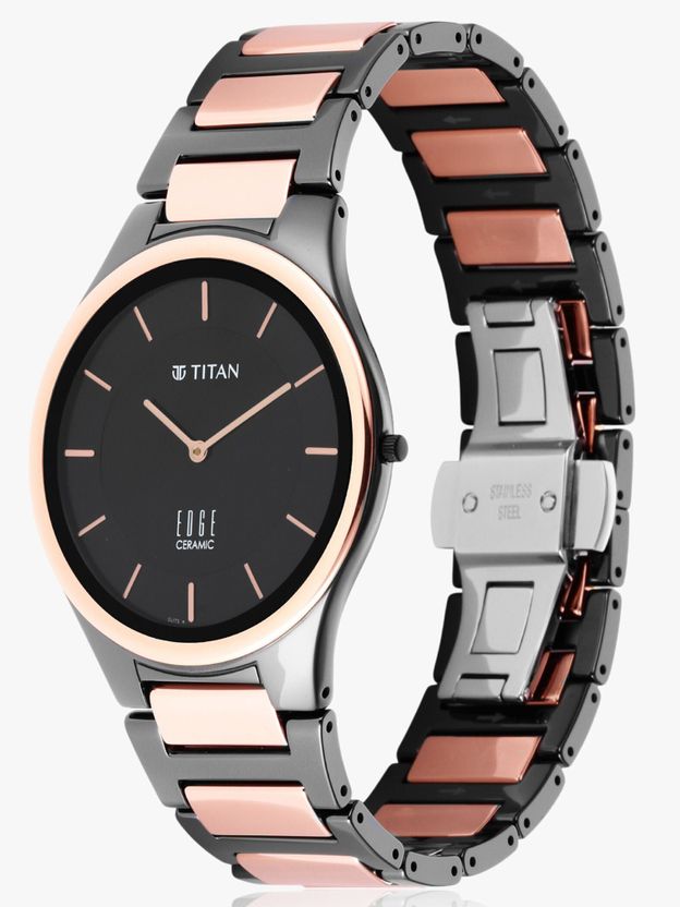 Titan Edge Ceramic Quartz Midnight Gold Black Dial - Image 7