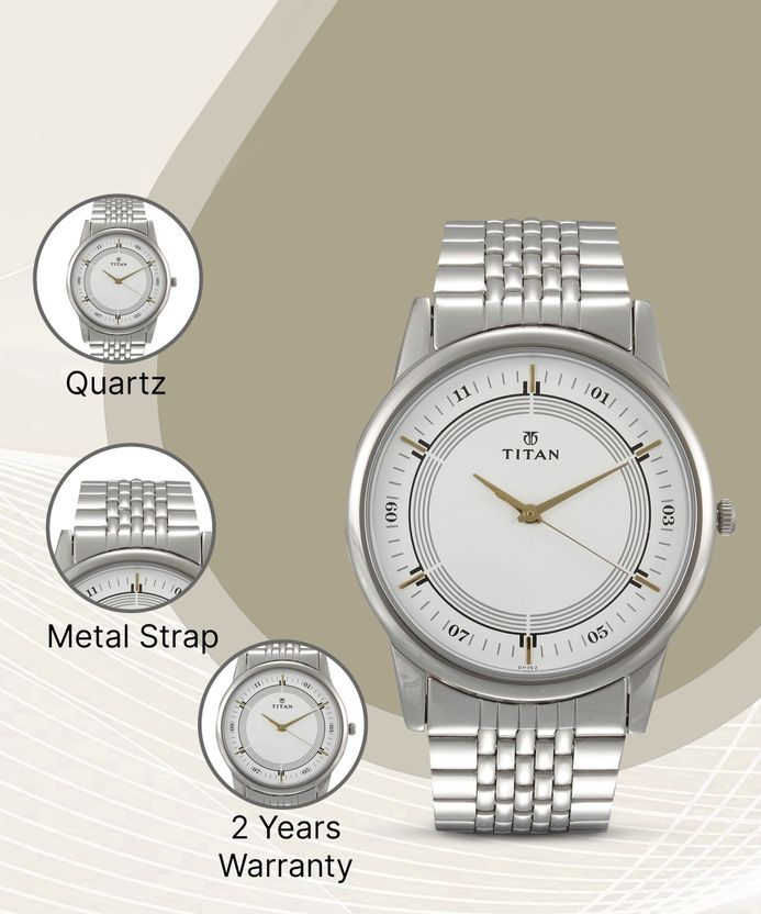 Titan Quartz White Dial Silver Metal Strap Analog Watch - Image 9