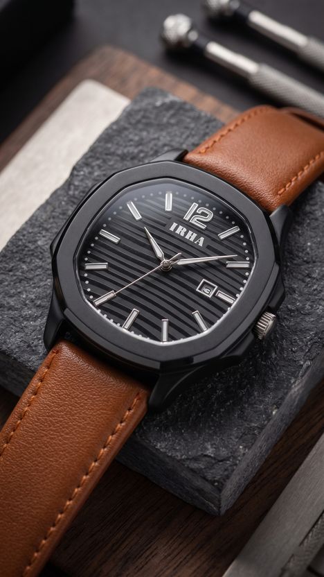 IRHA Analog Watch Men B_DT_20_lthr_Brn - Image 1