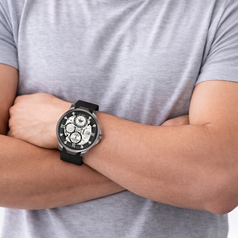 ABREXO Gun Metal Date Watch Black Magnet Strap - Image 8