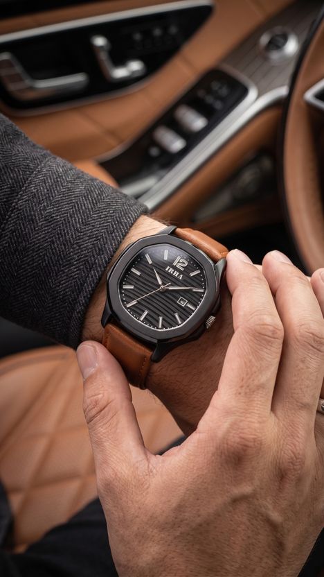 IRHA Analog Watch Men B_DT_20_lthr_Brn - Image 2