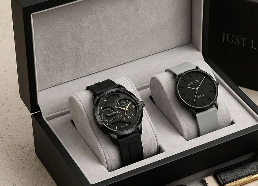 Black Dial Silicone Strap Analog Watch Pack of 2 - Image 4