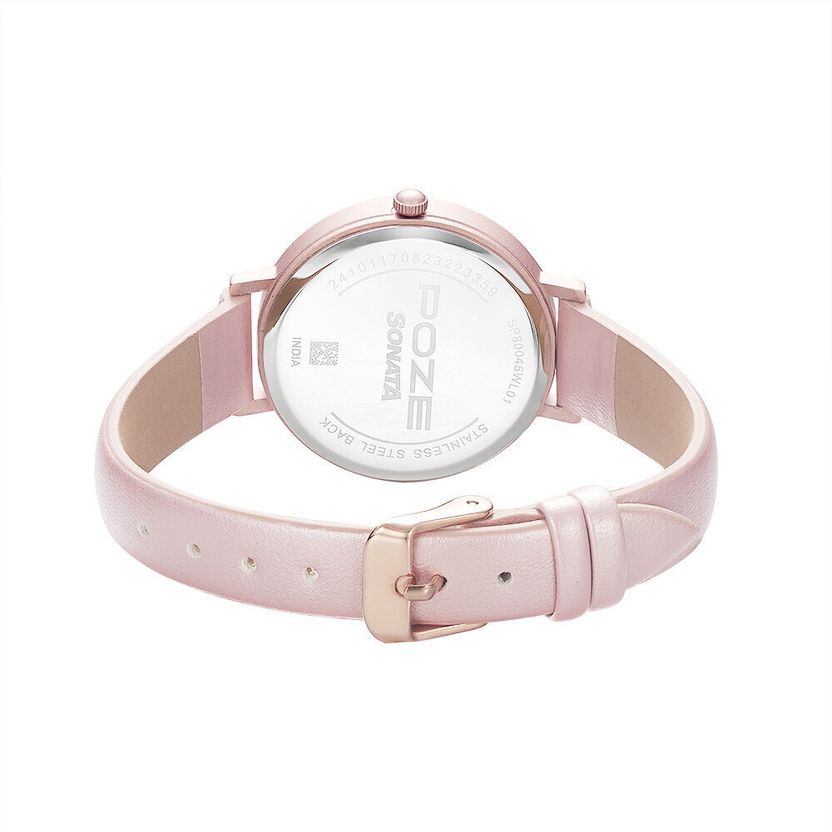 SONATA Poze White Dial Rose Gold Strap Watch - Image 9