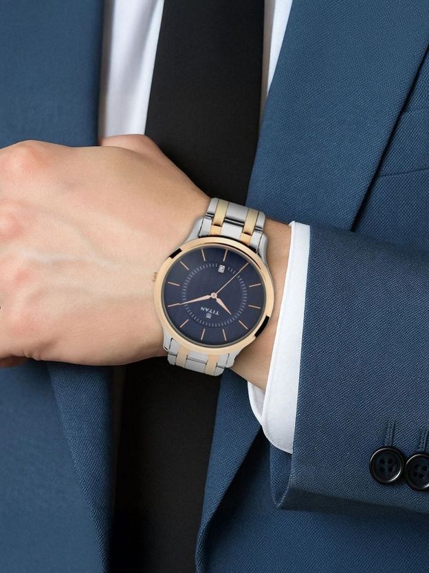 Titan Karishma Blue Dial Silver & Rose Gold Strap - Image 3