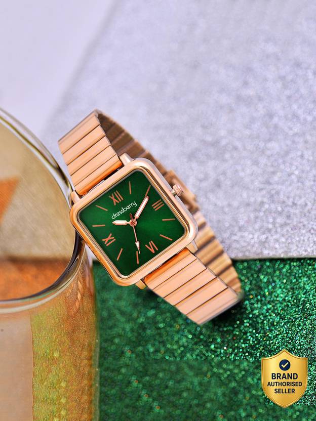Dressberry 144 G Crafted with Precision Rose Gold Grren Dial Classic Analog Watch  - For Girls Size Adjustable Stainless Steel Chain for Girls & Women