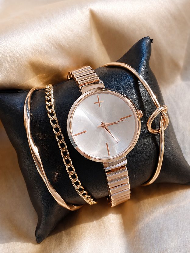 OCTAGON Gold Band Round White Dial Women's Watch - Image 9