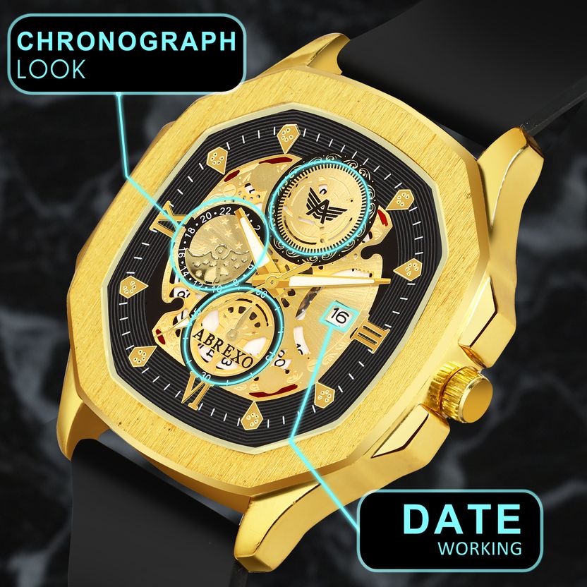 ABREXO GODFATHER Square Chrono Gold Dial - Image 4