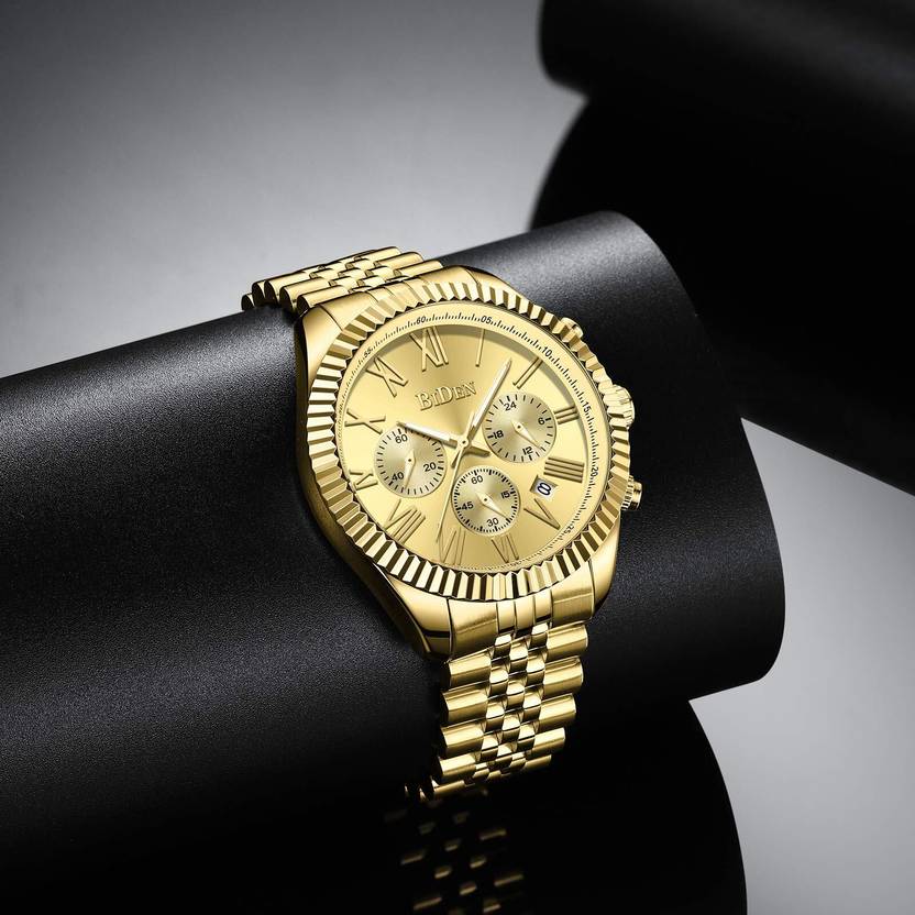 BIDEN Mens Watch Analog Chronograph Luxury Golden Wrist Watch For Men Analog Watch  - For Men 00315